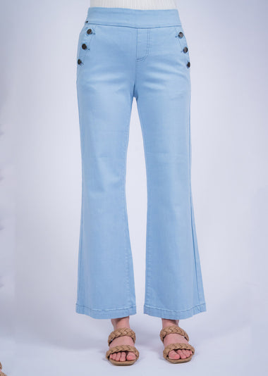 Powder Blue Hampton Twill Wide Leg Trousers from Lisette L Montreal