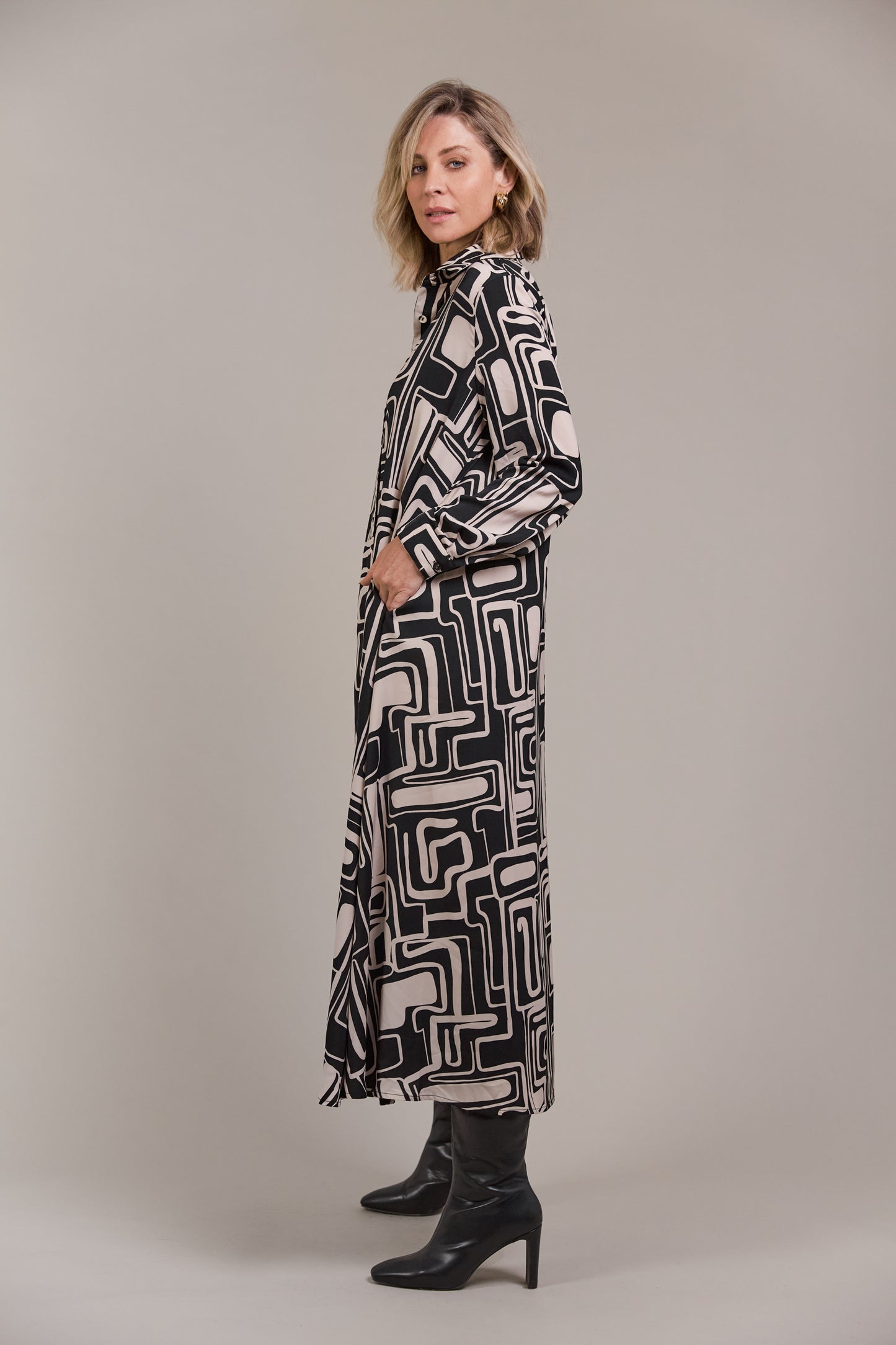 Elsie Shirt Dress- Geo