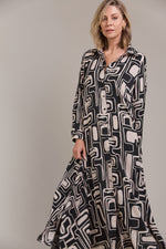 Elsie Shirt Dress- Geo