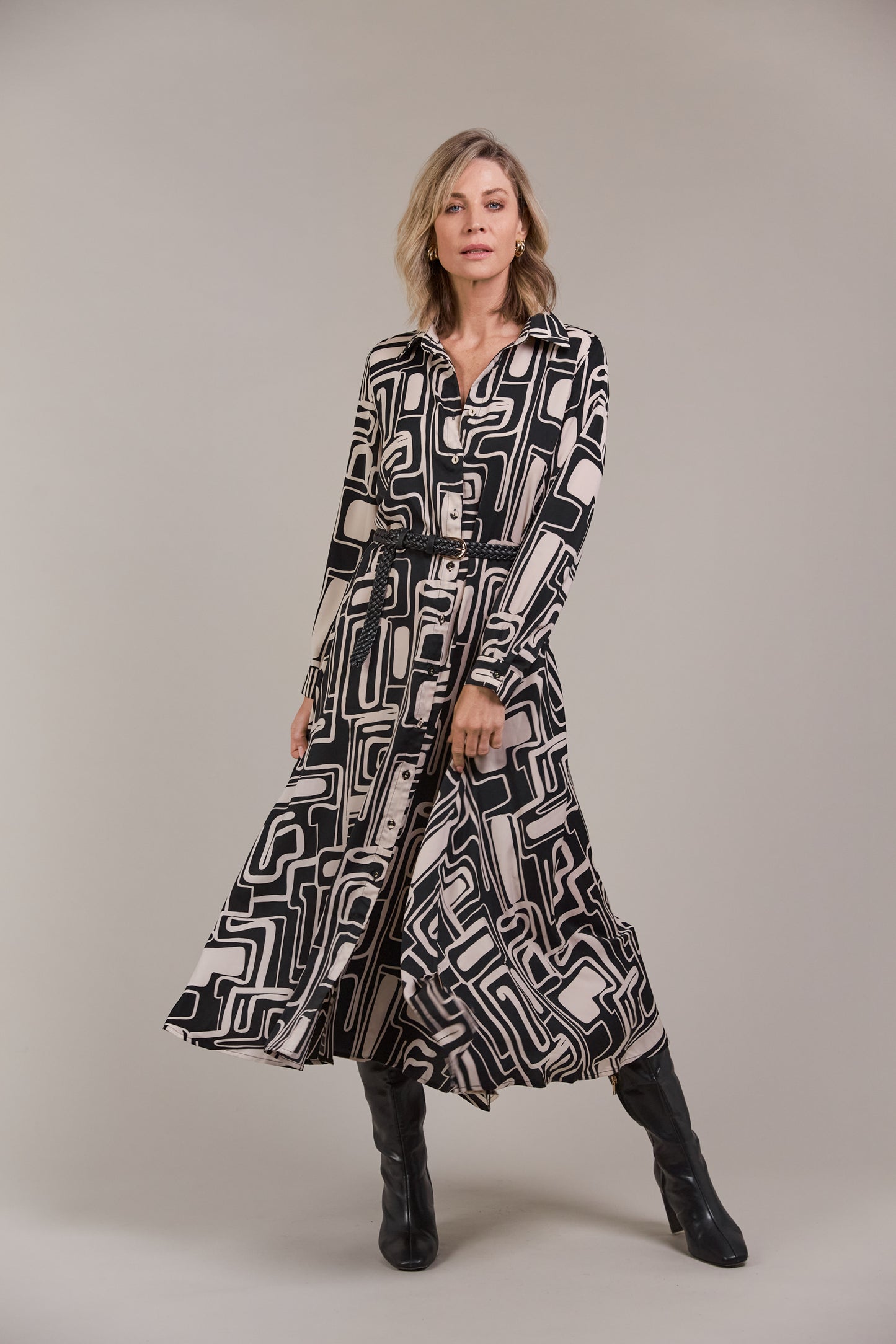 Elsie Shirt Dress- Geo