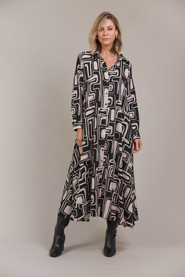 Elsie Shirt Dress- Geo