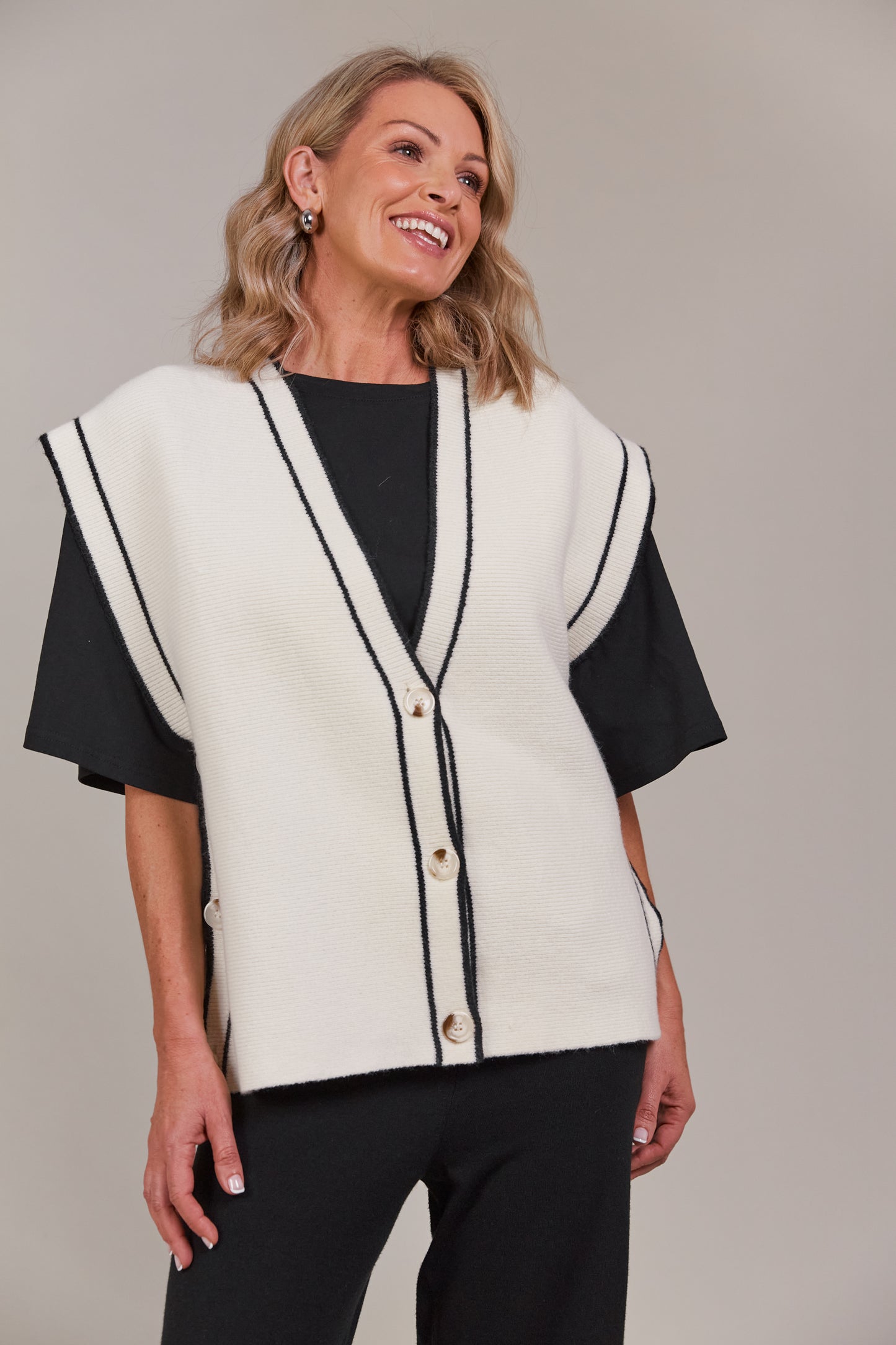 Avino Knit Vest- Ecru