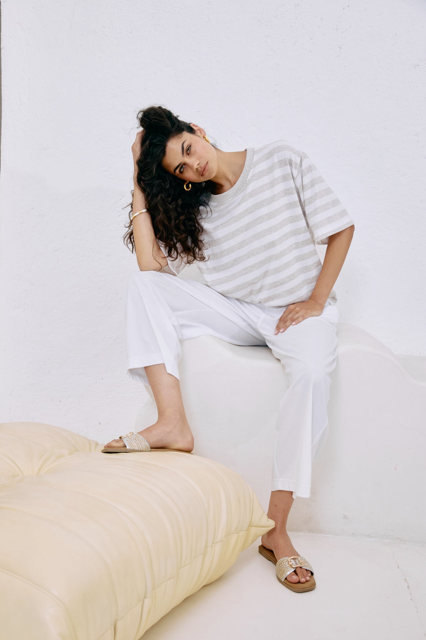 Studio Stripe T-shirt - Stone