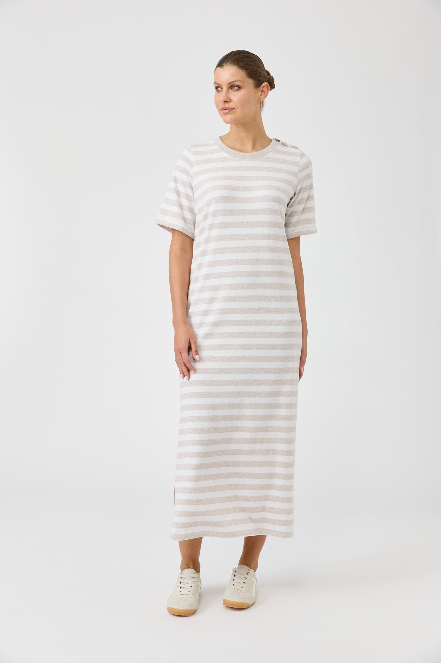 Studio Stripe T-shirt Dress - Stone