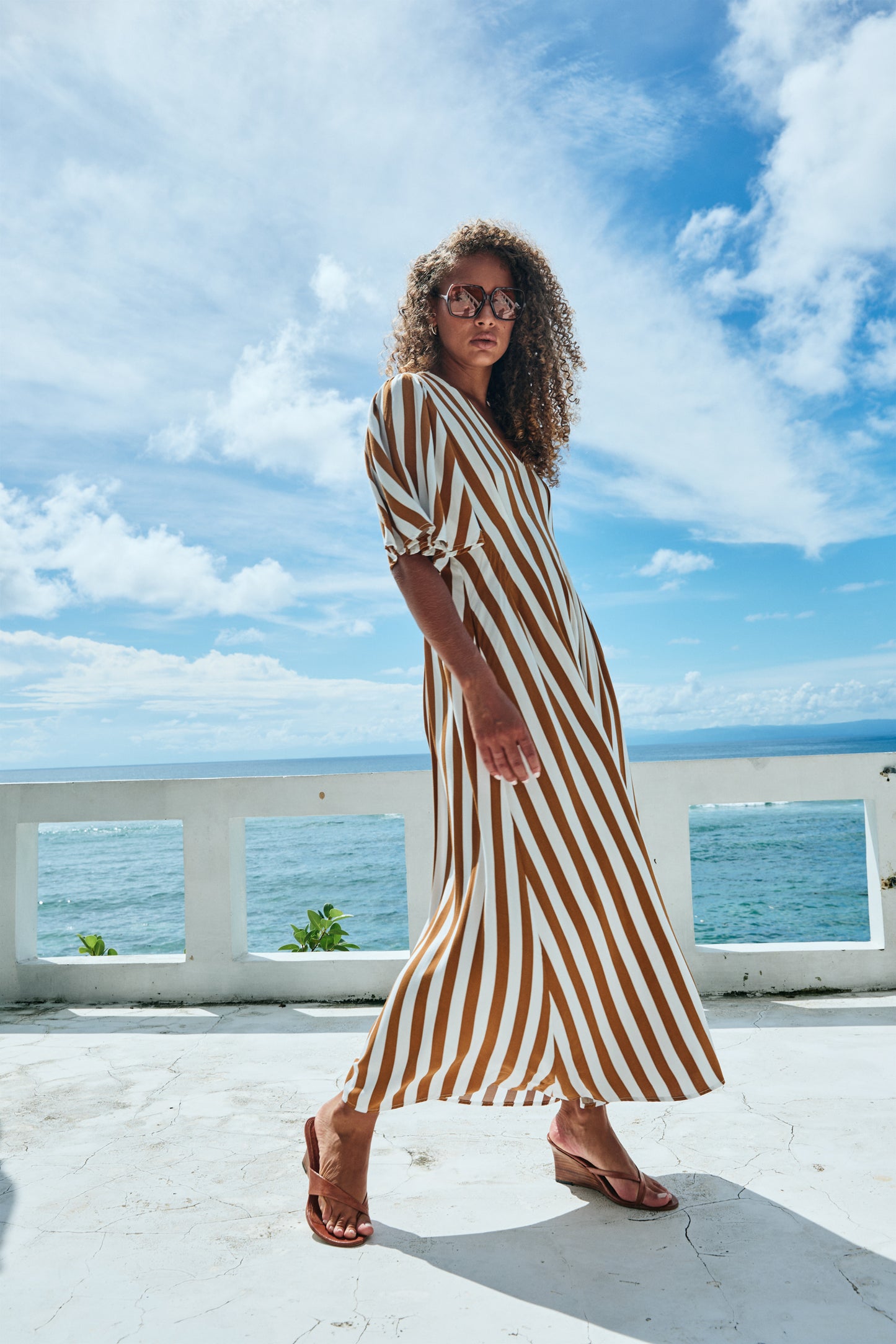 Treville Stripe Maxi Dress - Caramel