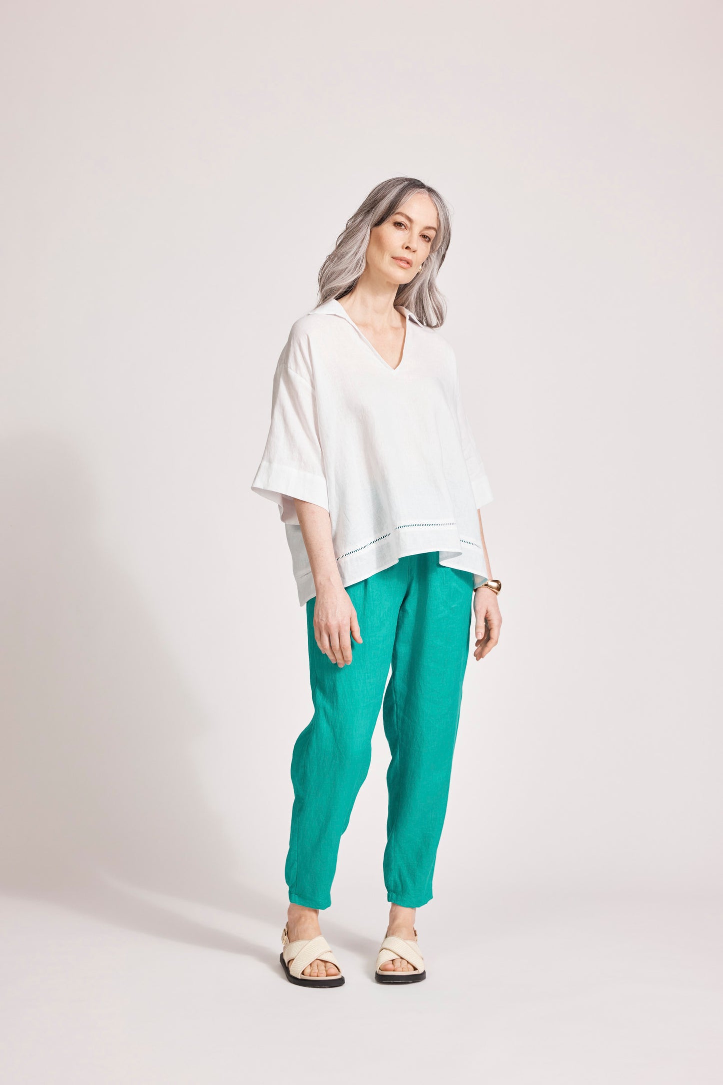 Miramar Collared Top - White