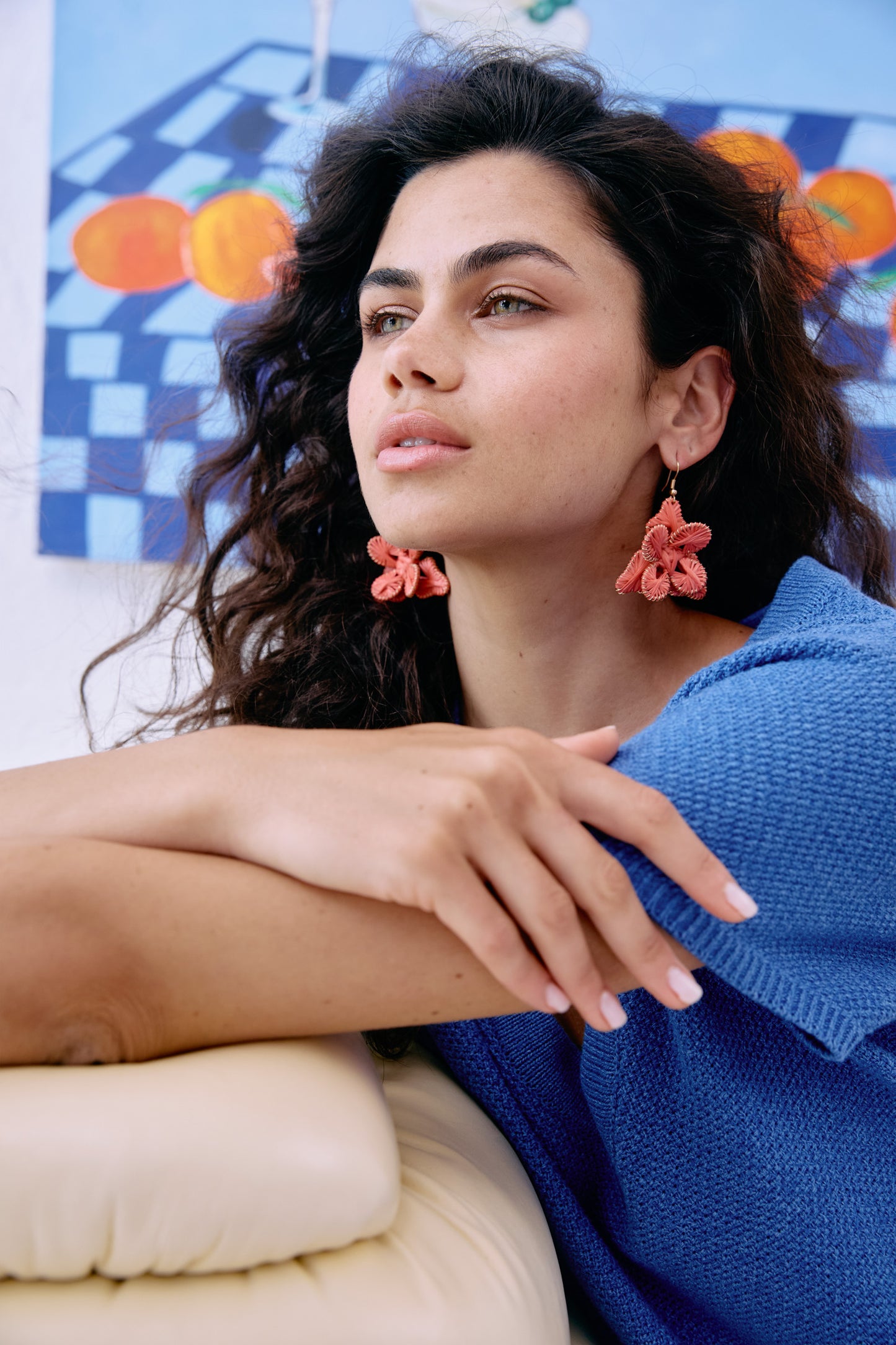 Capri Flora Earring - Coral