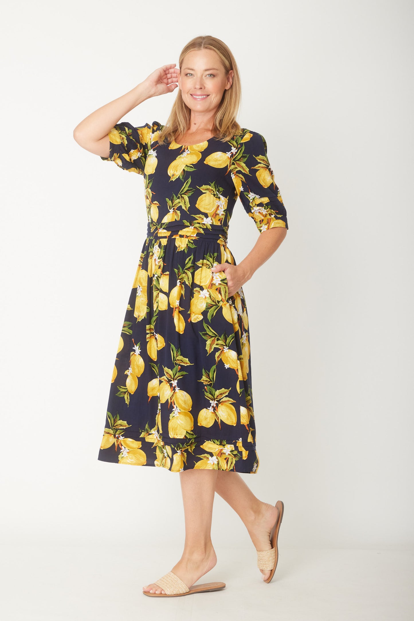 Luna Sky Lemon Midi Dress