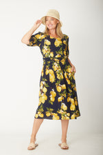 Luna Sky Lemon Midi Dress