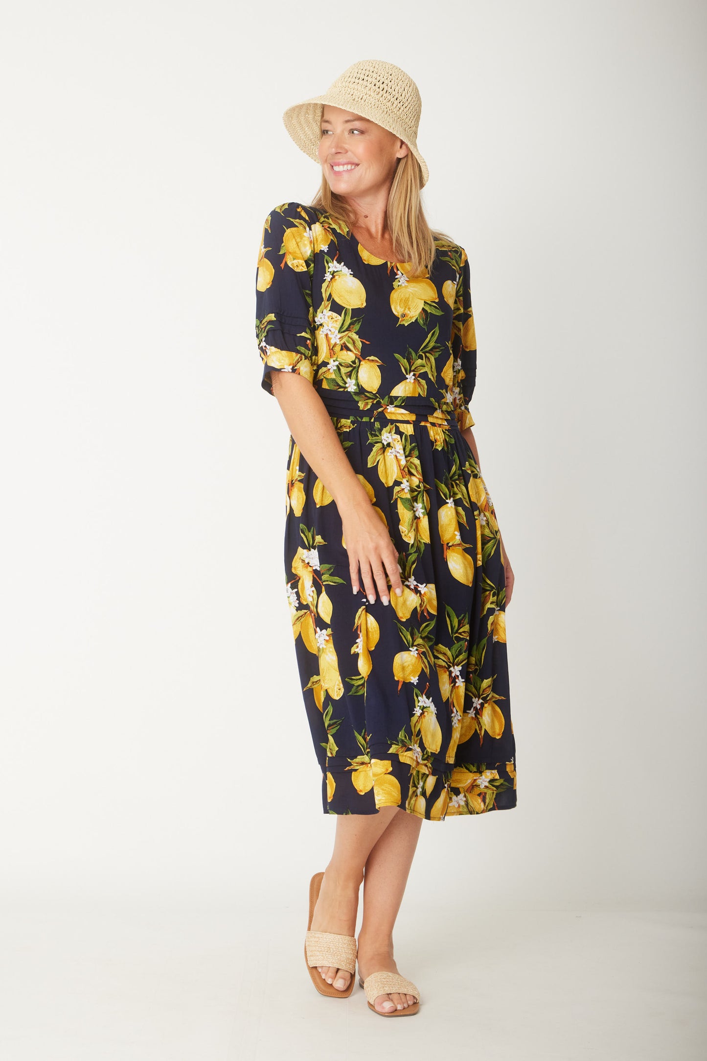 Luna Sky Lemon Midi Dress