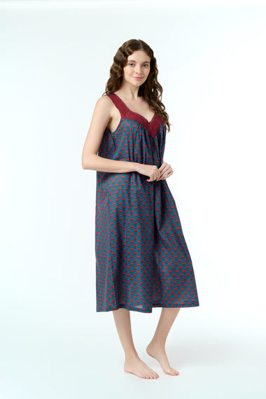 MD-410C1 Nightie | V-Neck Laced