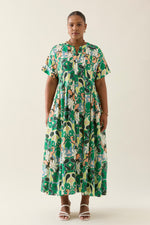 Aurora Pleat Maxi - Paisley Green