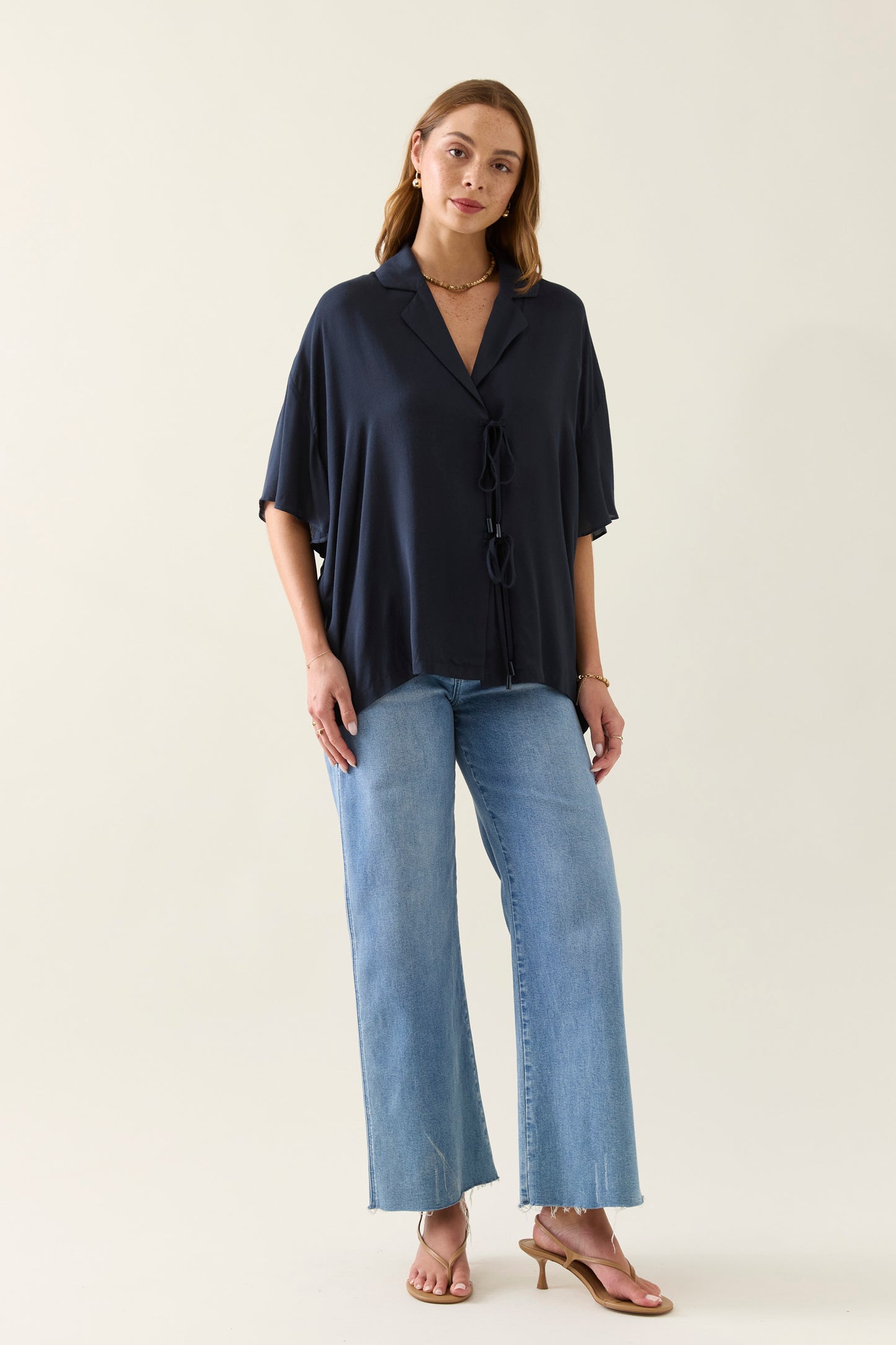 Oline Tie Shirt - Navy