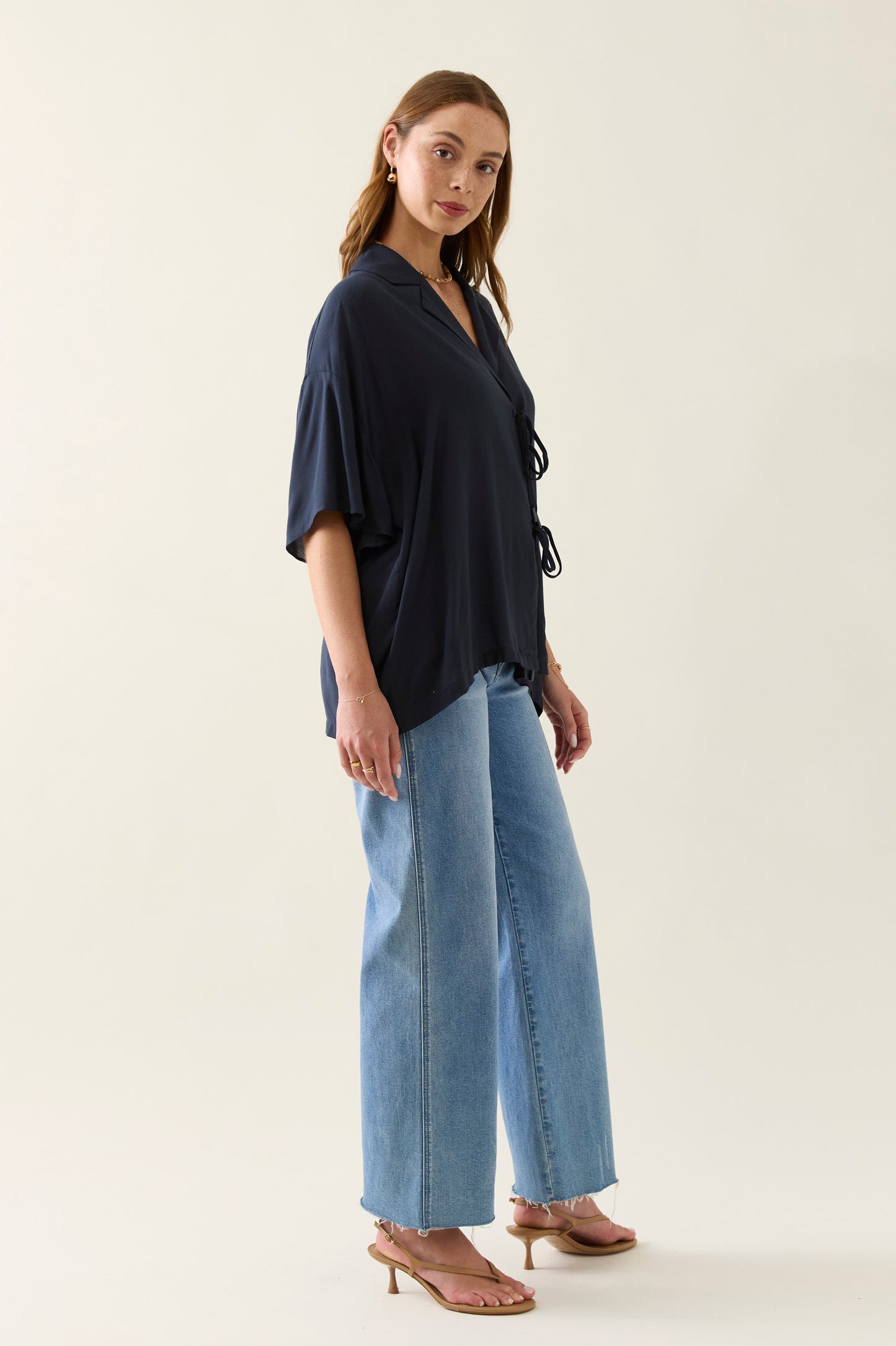 Oline Tie Shirt - Navy