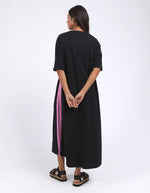 Foxwood Recovery 3/4 sleeve dress-Black with pink stripe