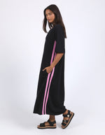 Foxwood Recovery 3/4 sleeve dress-Black with pink stripe
