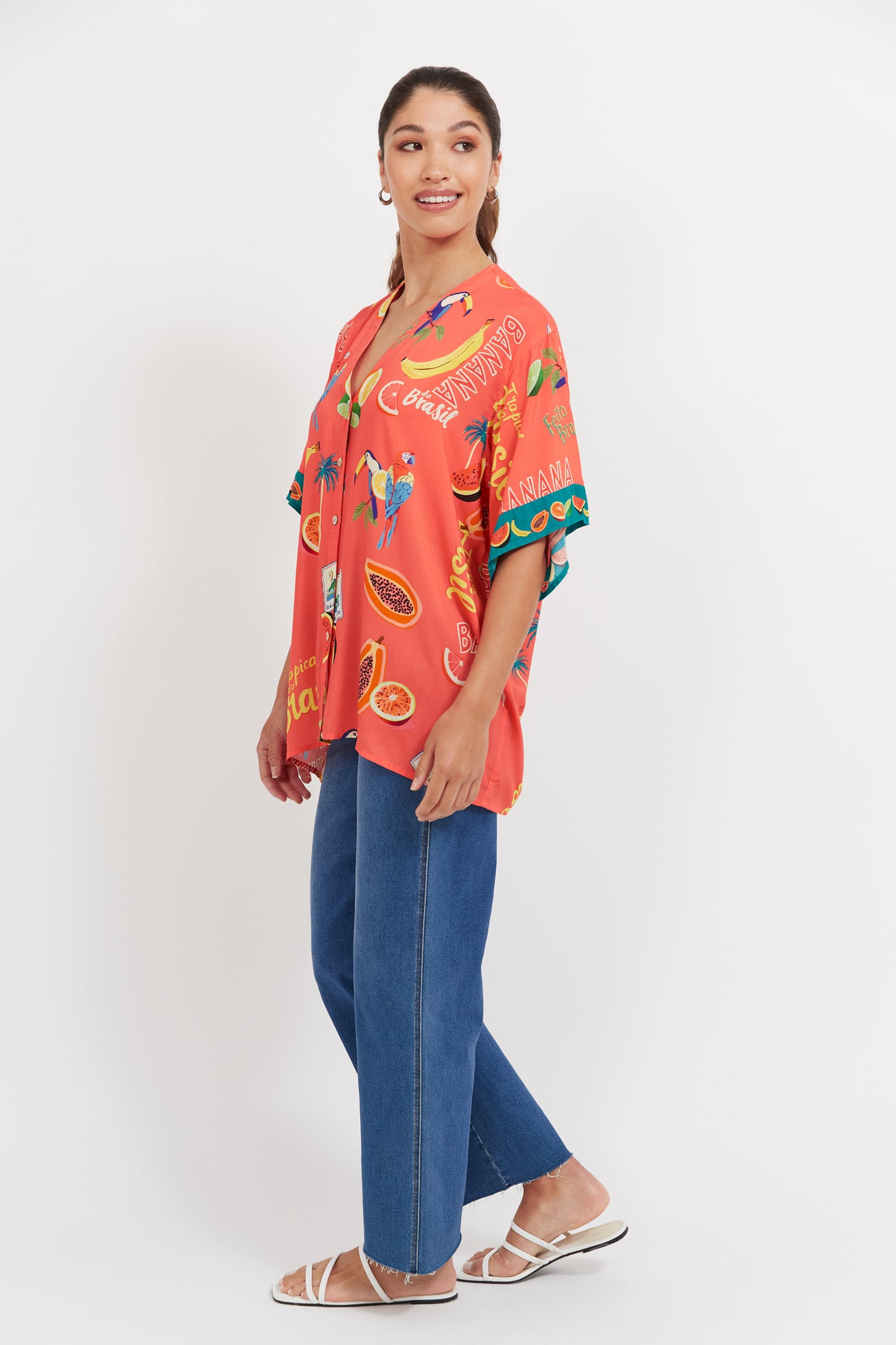 Cabana Button Top - Brasil Coral