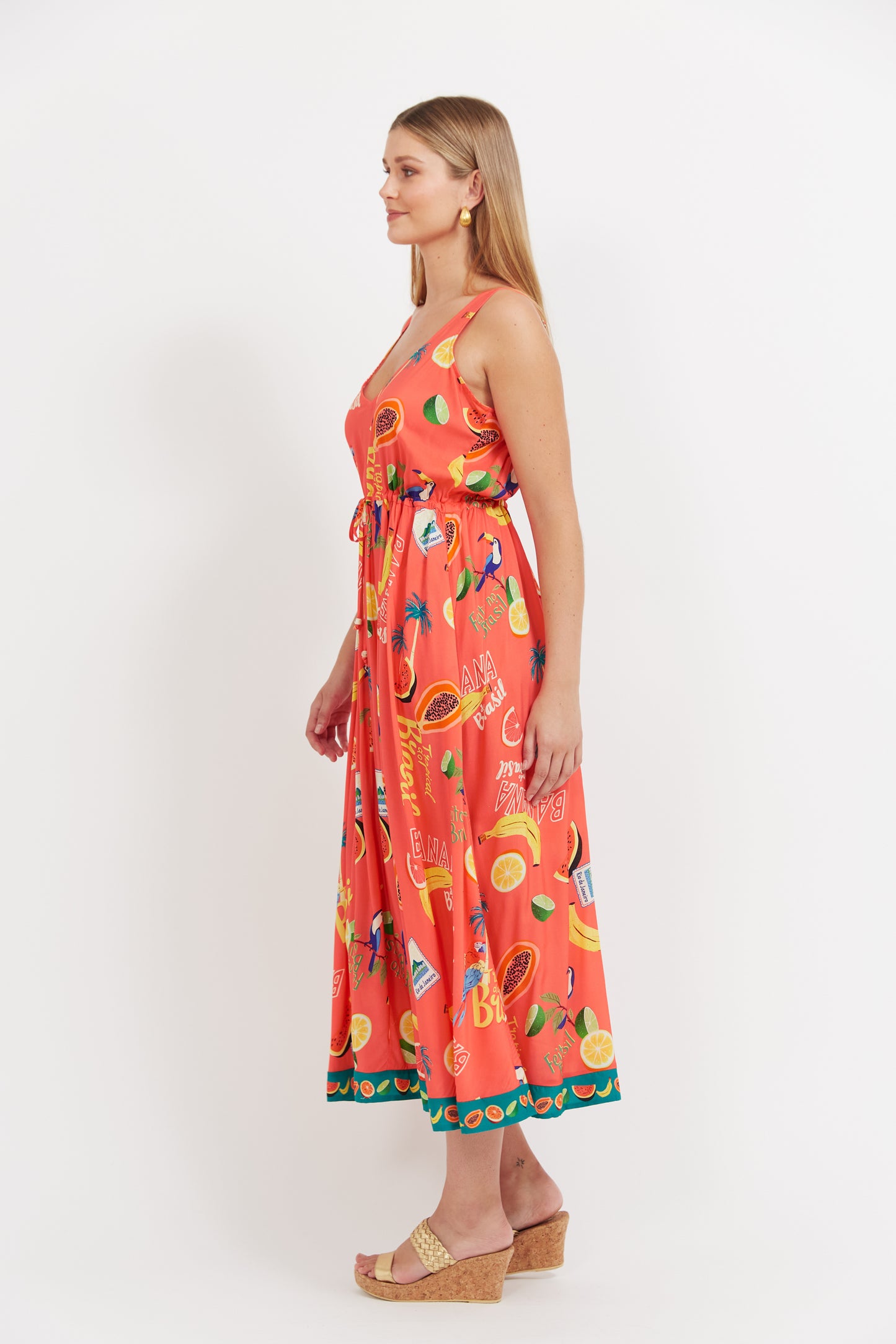 Cabana Tie Dress - Brasil Coral