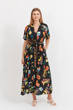 Cabana V Neck Maxi Dress - Brasil Black