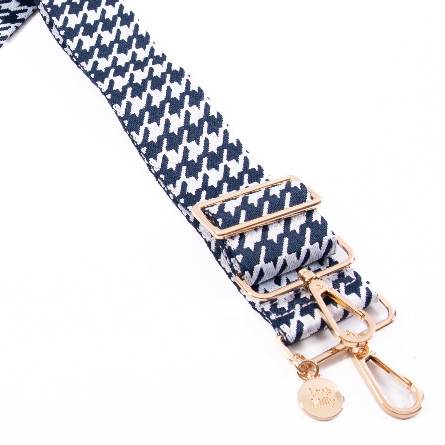 Liv & Milly Guitar Strap - Navy & White Houndstooth