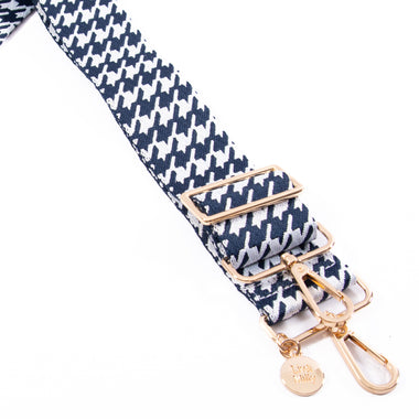 Liv & Milly Guitar Strap - Navy & White Houndstooth