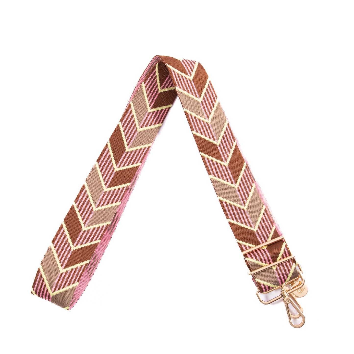 Liv & Milly Guitar Strap - Brown / Pink / Yellow Stripe