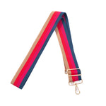 Liv & Milly Guitar Strap - Blue / Pink / Red / Gold Stripes