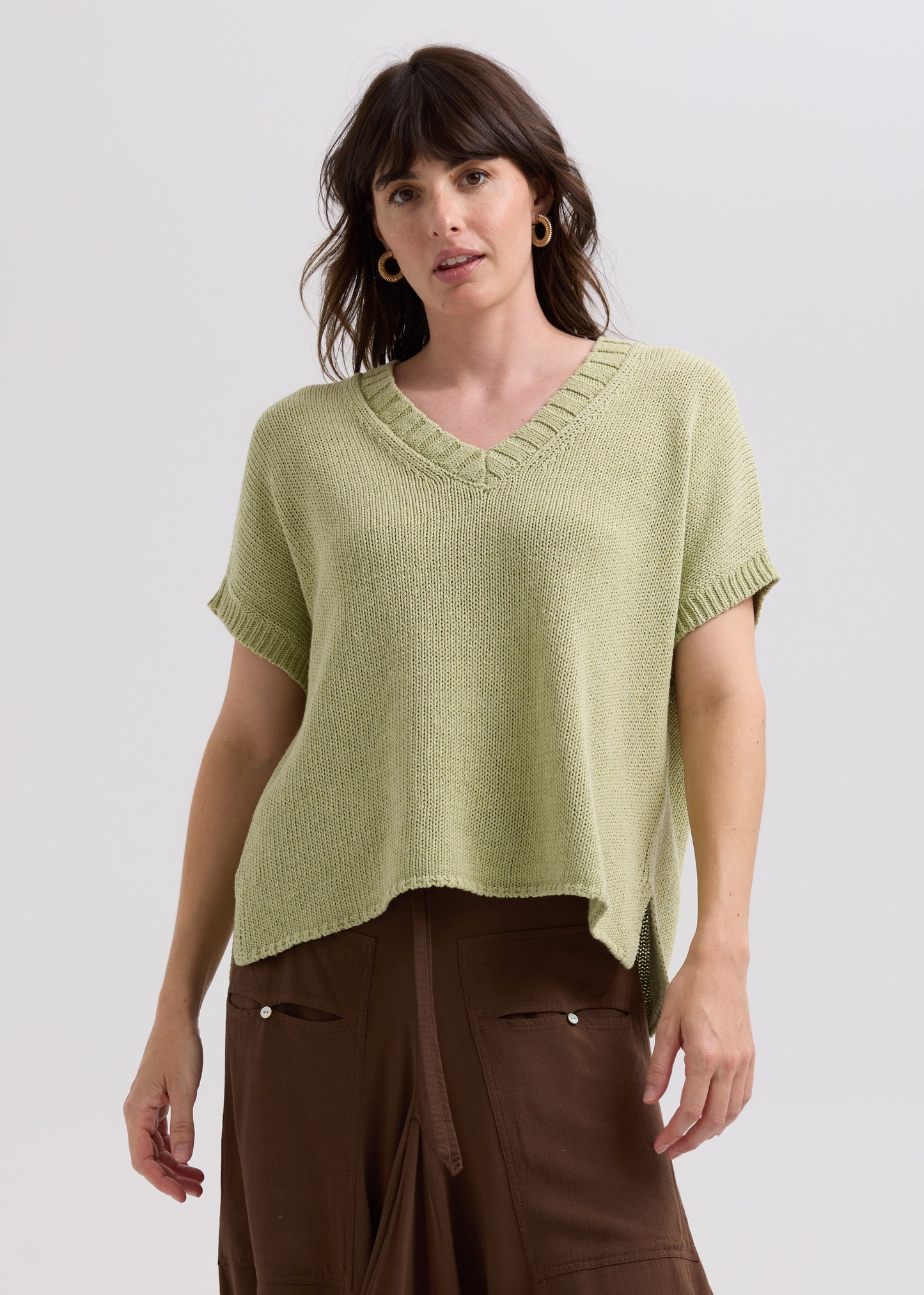 LD & Co Textured V-neck Top - Lemongrass