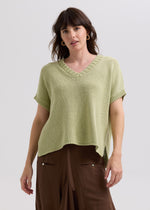 LD & Co Textured V-neck Top - Lemongrass