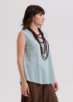LD & Co Linen A-Line top - Light Cyan