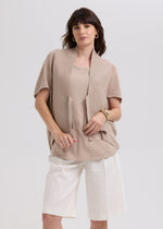 LD & Co Linen Blend Tie Cardigan - Taupe