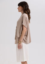 LD & Co Linen Blend Tie Cardigan - Taupe