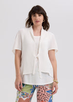LD & Co Linen Blend Tie Cardigan - Taupe