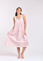 MD-410CP Nightie | V-Neck Laced Gingham Print