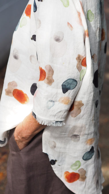 Sintra Blouse - Cream Paint Print
