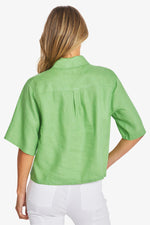 Effie Crop Linen Shirt from Ping Pong Australia - Clover