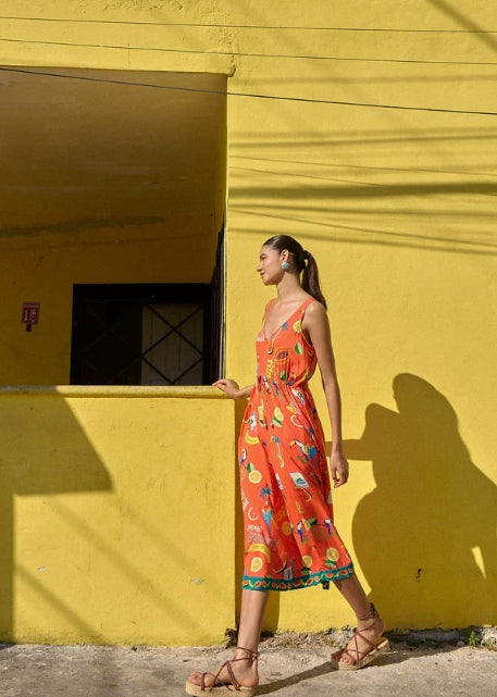 Cabana Tie Dress - Brasil Coral
