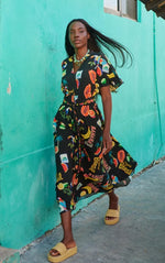 Cabana V Neck Maxi Dress - Brasil Black
