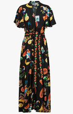 Cabana V Neck Maxi Dress - Brasil Black