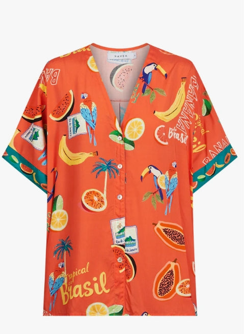 Cabana Button Top - Brasil Coral