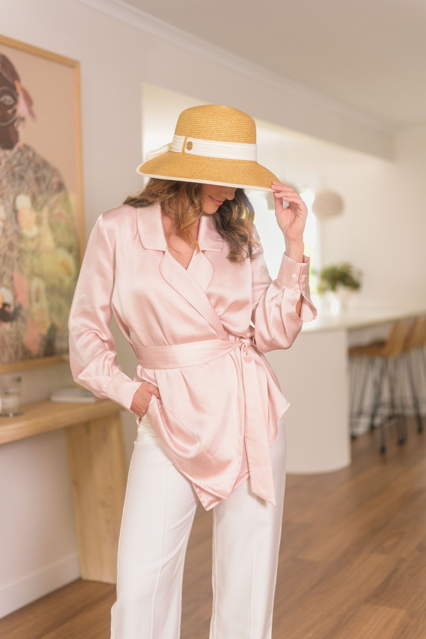 Scarlett cream ribbon trim hat
