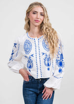 Blue/White Embroidered Blouse by Trisha Tyler