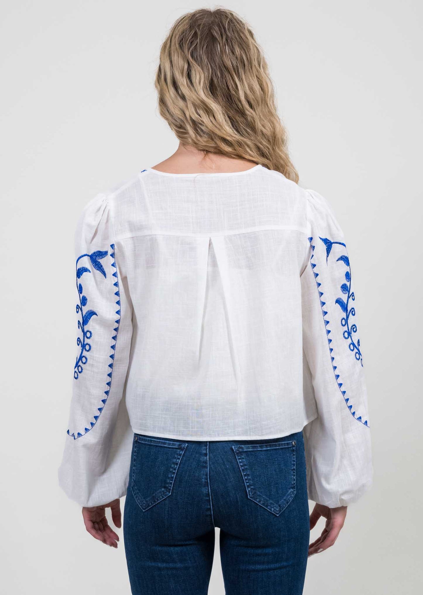 Blue/White Embroidered Blouse by Trisha Tyler