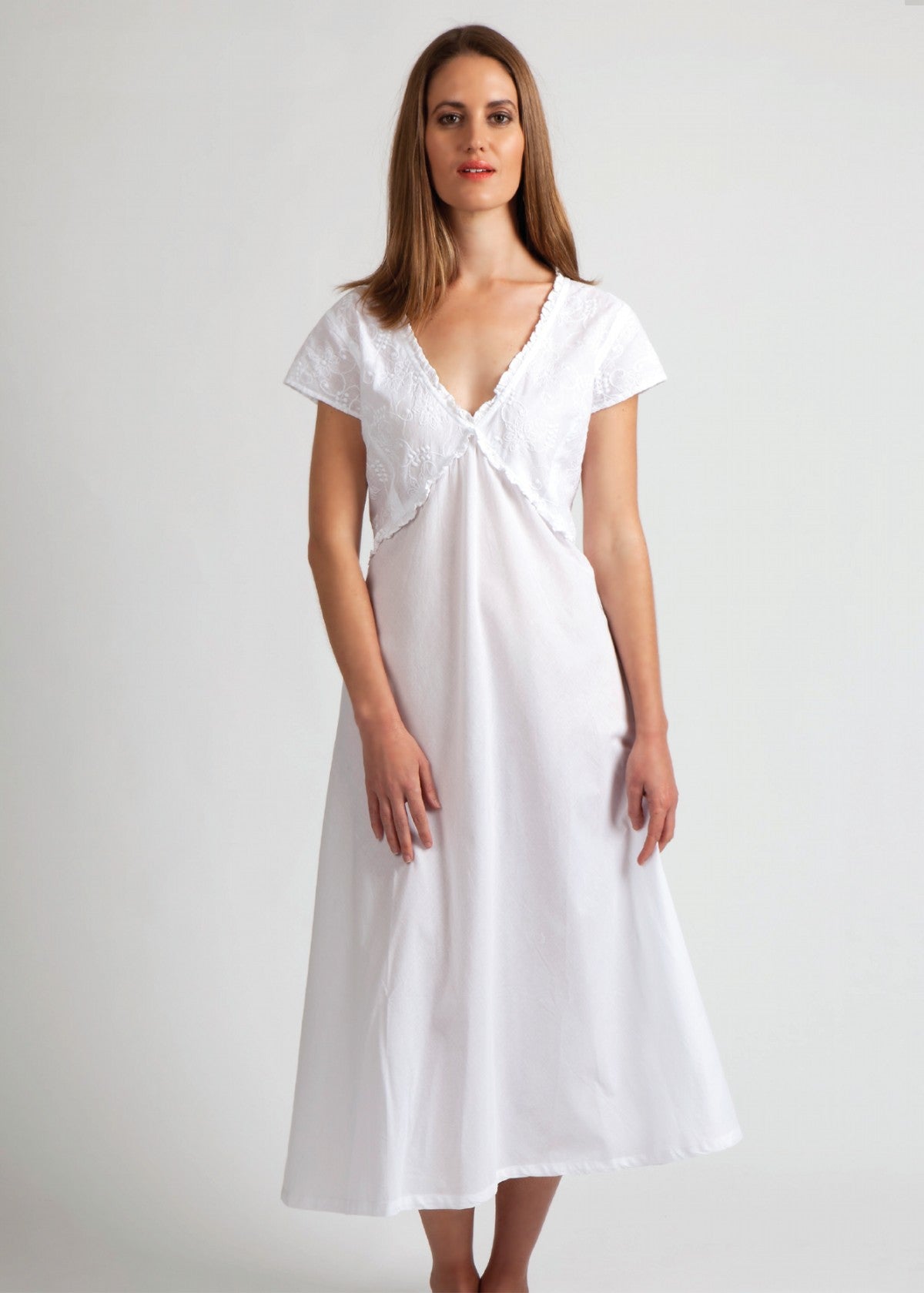 MD-756A Nightie | Capped Sleeve (with Embroidery)
