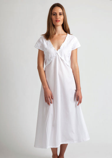 MD-756A Nightie | Capped Sleeve (with Embroidery)