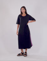 Foxwood Recovery 3/4 sleeve dress-Black with pink stripe