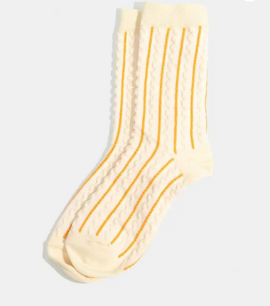 Thea Socks - Cream with orange stripe