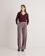 Yerse Aubergine soft wide houndstooth trousers