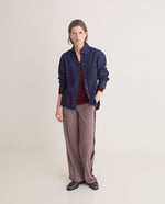 Yerse Aubergine soft wide houndstooth trousers