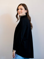 Placket Front Shirt from White on Black - Black